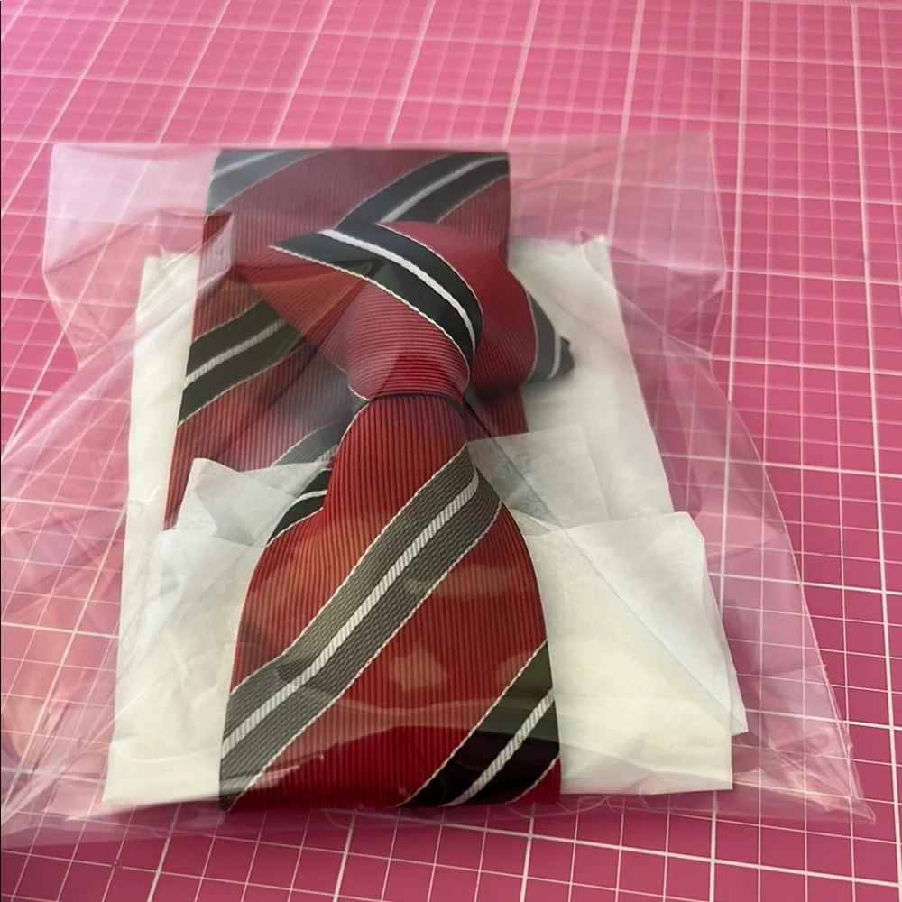 Classic Red and Black Striped Clip on Boys Tie